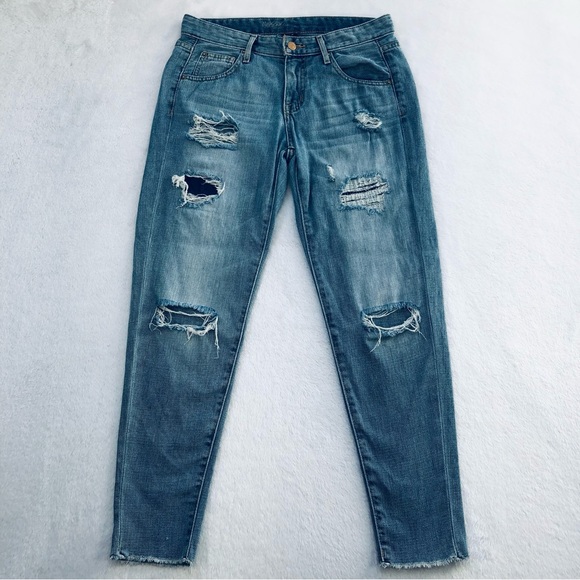 Mossimo, Boyfriend Crop Jeans, Hand-painted Back Pockets, Size 2 - Picture 3 of 14